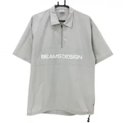 【超美品】ティゴラbyビームスデザイン 襟付き半袖シャツ ライトグレー×白 ストレッチ メンズ L ゴルフウェア TIGORA