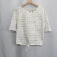 ◇ ⊂ nano universe ナノ ユニバース 総柄 五分袖 カットソー サイズF ホワイト系 レディース E  【1411280013878】