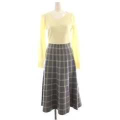 プロポーション ボディドレッシング PROPORTION BODY DRESSING チェックジャガードニットワンピース 長袖 ロング Vネック M エクリュ ブルー /NR ■OS