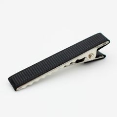 【4個パック】グログランリボン 仕上げ ヘアクリップ 銀色金具 約46mm sgy-357-bl-4p