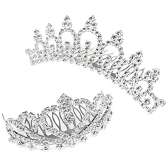 【在庫処分】誕生日 発表会 撮影 こどもの日 結婚式 ミニティアラ 成人式 女の子 髪飾り 髪飾り 2個セット 王冠 花嫁 ヘアアクセサリー ドレス適用 子供 ティアラ キラキラ HUAZONTOM