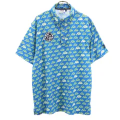 FILA GOLF フィラ ゴルフ 総ロゴ 半袖 ポロシャツ LL 水色 メンズ 古着