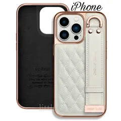 ★iPhone スマホケース キルティング レザーケース アイフォーンケース ホワイト 携帯カバー スタンド機能 艶のある レザーバンド  落下衝撃軽減 かわいい デザイン オシャレ 高級感 高品質 メッキ 新品 匿名配送 送料無料