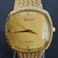 ELGIN FK282 ゴールド メッシュブレス クオーツ 稼働品 ETAムーブ 