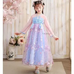 チャイナドレス漢服キッズ 子供用ドレス女の子ワンピース中国宮廷風マキシ丈唐装チャイナ服 子ども服 古風ハロウィン中華コスチューム文化