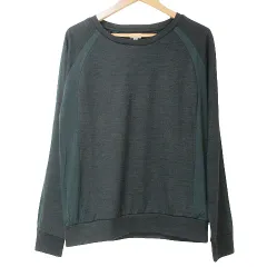 ポールスミス PAUL SMITH 美品 Tシャツ ニット カットソー 長袖 切替 ウール クルーネック M グリーン系 IBO58 X