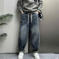 秋冬 メンズ  服 シンプル ファッション オシャレ 大人 かっこいい 大きいサイズ ストリート 紳士服 ダメージ ストライプ ジーンズ 秋 ウォッシュ レトロ ストレート パンツ ストレッチ ウエスト カジュアル