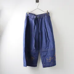 美品 アルベロベロ オレボレブラ ALBEROBELLO OLLEBOREBLA ぶたさん童話刺繡 イージーワイドデニムパンツ L/ブルー【2400014265286】