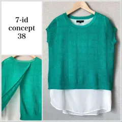 【美品♪】セブンアイディーコンセプト　リネン混レイヤードサマーニット M 半袖　ブラウス B340