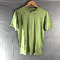 Tシャツ 半袖 ヘンリーネック 無地 綿100％ リブ 黄緑 Sサイズ 2025083000028