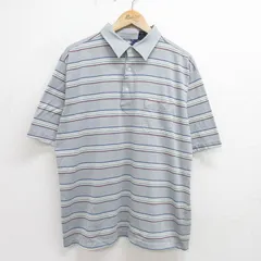 XL/古着 半袖 ポロ シャツ メンズ 90s 大きいサイズ グレー他 ボーダー 24jun28 中古 トップス