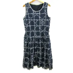 インゲボルグ ワンピース ノースリーブ コットン100% ブランド トップス レディース 11サイズ ネイビー×グレー INGEBORG 【中古】