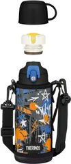 【在庫処分】0.8L/0.83L ブラックブルー 直飲み 真空断熱2ウェイボトル コップ付き 子供用 水筒 通園通学 FJJ-801WF サーモス BK-BL