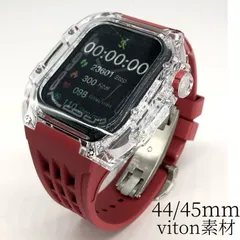 GimelZayin　ワインレッド★アップルウォッチ ラバーベルト カバー　クリア　ケース 44mm 45mm 4 5 6 7 8 se スポーツ メンズ レディース Apple Watch バンド