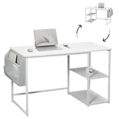 【人気商品】幅120*奥行55cm 収納袋付き table パソコンラック 家具 白い 勉強机 スタンディングデスク カウンターテーブル ローテーブル ゲーミングデスク スチールウッド簡易棚付きデスク ゲーミングデスク ?子 pcデスク 机 パソコンデスク ホ