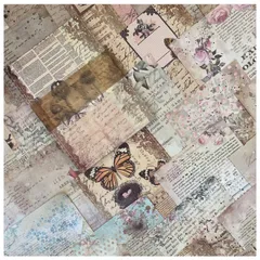 【人気商品】デザインペーパー コラージュ 素材 詰め合わせ Arpaper ペーパー ヴィンテージ 背景紙 紙もの 素材紙 シール ノート レトロ ブック 女の子 かわいい 100枚 大容量 紙素材 コラージュ素材 アンティーク おしゃれ 手紙 英字 蝶 花（