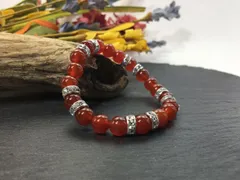 パワーストーン ブレスレット 赤瑪瑙  天然石ブレス (シルバー) 8mm  レディース  ●