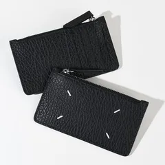 MAISON MARGIELA メゾン マルジェラ カードケース コインケース クレジットカード ホルダー S56UI0143 P4455 レディース ブラック 小物 ミニ財布 ジップ レザー
