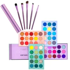 【特価セール】in 美しさを施したメイクアップキット、60色のアイシャドウパレット＆5本のメイクアップブラシセット、4 1ボードの高着色のグリッターマットアイシャドウの回転真珠光沢のある裸眼化粧品メイクアップパレット
