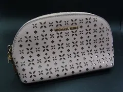 ■美品■ MICHAEL KORS マイケルコース レザー パンチング ポーチ メイクポーチ 化粧ポーチ マルチケース  ピンク系 DH3002