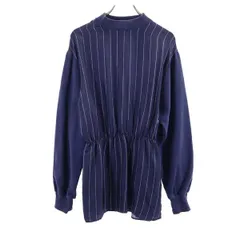 イーチアザー シルク100％ 長袖 ストライプ チュニック S ネイビー系 EACH×OTHER レディース 【中古】  【230918】