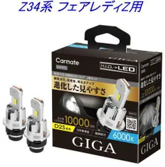 【定形外郵便】 カーメイト GIGA LEDヘッドバルブ D10 6000K D2S ニッサン Z34系 フェアレディZ用【BW903】のサムネイル