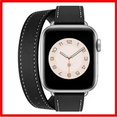 【送料無料 】二重巻き型 ブラック +シルバーバックル_38/40/41mm コンパチブル アップルウォッチ バンド コンパチブル apple watch バン