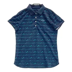 サイズ：L CALLAWAY キャロウェイ  半袖 ポロシャツ ドット ボーダー柄 ネイビー系 [240101280509]# ゴルフウェア レディース ストスト