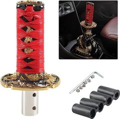 VEHSUN GMギアシフトハンドル日本ナイフトラックギアハンドルカタナ長さ100mm 5速6速GMゼファーアダプター4種類のATMTカードレスアップカスタムPVC+アルミニウム合金レッド