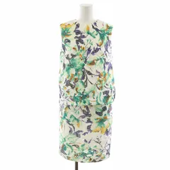 ダイアグラム グレースコンチネンタル Diagram GRACE CONTINENTAL セットアップ 上下 シャツ ブラウス ノースリーブ タイトスカート ひざ丈 花柄 36 S 白 ホワイト 緑 グリーン /AN41