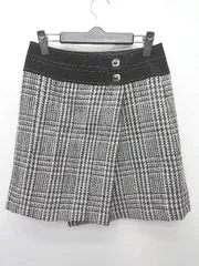 ◇ ⊇ KUMIKYOKU 組曲 ラップ風 ミニ丈 台形 スカート サイズ2 ブラック ホワイト グレー レディース P  【1409090024580】