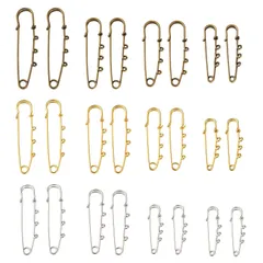 【特価商品】手作り素材 手芸材料 ファッション小物 ハンドメイド DIY アクセサリーパーツ ブローチ金具 ストールピン カブトピン クラフト用品 ステンレス製 3カン付き キルトピン ブローチピン 安全ピン 3色 50~70mm 約44本 Beadthove