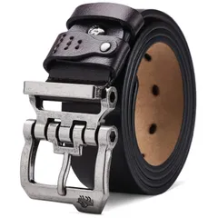 【在庫処分】ジーンズ用ベルト 作業用ベルト 革ベルト 紳士用ベルト カジュアル ベルト さ調節可能 メンズ さ105cm～130cm メンズ 化粧箱付き 大きいサイズ 本革 父の日 DENIM]ベルト プレゼント [BISON