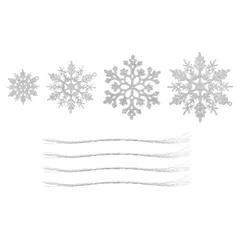 uxcell クリスマススノーフレークオーナメント シルバーラテックスグリッターウィンターシーズンの装飾用品 ホームドア窓アクセサリー シルバーロープ付き T1055