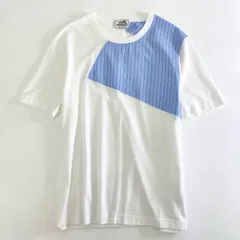 10j31 《美品》 HERMES エルメス 21SS Flash シーアイランドコットン ストライプ Tシャツ 半袖カットソー クルーネック イタリア製 Sサイズ ホワイト ブルーのサムネイル