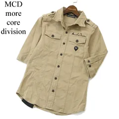 MCD more core division エムシーディー 春夏 襟ワイヤー★ ロゴ刺繍 5分袖 ミリタリー ワーク シャツ Sz.S　メンズ