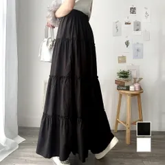 ティアードフレアロングスカート おしゃれ トレンド 韓国 ファッション レディース 春夏 着回し 白 体型カバー 軽やか 通勤 カジュアル