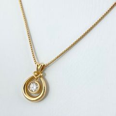 ダイヤモンド デザインネックレス K18 イエローゴールド ペンダント ネックレス YG ダイヤモンド レディース 【中古】