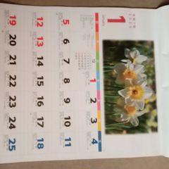 2025年 文字暦・季節の花カレンダー★　文字大、メモ欄三行