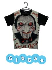 デザインTシャツ GibGae ジグソウ JIGSAW映画Ｔシャツ ホラー ソウ SAW キャラクター プリントTシャツ 男女兼用 サイズＭ＆Ｌ　U-393・394