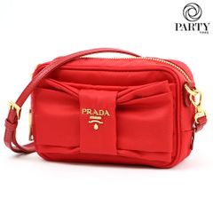 PRADA：リボンミニショルダーバッグ ロッソ 1NF727 VAR F0011