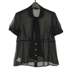 Paul Smith BLACK ポールスミス ブラック 春夏★ シアー シースルー ボウタイ ブラウス Sz.42 レディース 黒