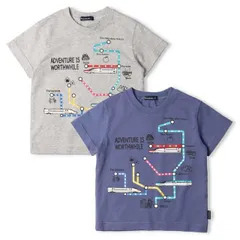 JR新幹線電車路線図半袖Tシャツ 子供服 電車 キッズ 小鉄 男の子 乗り物 こまち はやぶさ かがやき JR moujonjon 100 110 120 130