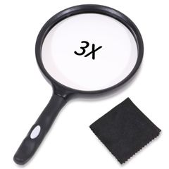 虫眼鏡 ルーペ 拡大鏡 3倍ｘクリーニングクロス付【555】