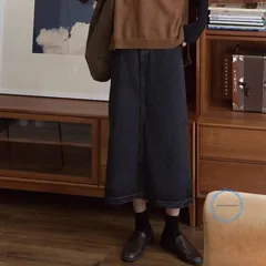 デニムスカート レディース Aライン 体型カバー ハイウエスト 着回し ロング丈 着痩せ ストレッチ カジュアル タイト 春夏秋 お洒落
