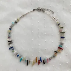 天然石さざれとビーズネックレス チョーカー