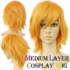 ミディアムレイヤーウィッグ オレンジ (コスプレウィッグ ショート 男装)