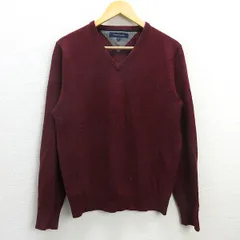 D■トミーヒルフィガー/TOMMY HILFIGER ネップ地 ウール長袖ニット セーター【M】赤/MENS/57【中古】
