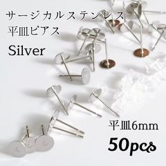 6mmサージカルステンレス平皿ピアス◆シルバー