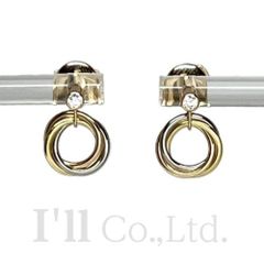CARTIER　カルティエ　トリニティ　ピアス　B8043200　750WG　750PG　750YG　ダイヤモンド　ブランドジュエリー　イヤリング　Au750　スリーカラーゴールド　K18　18金　3連　三連　両耳用【中古】【74562】